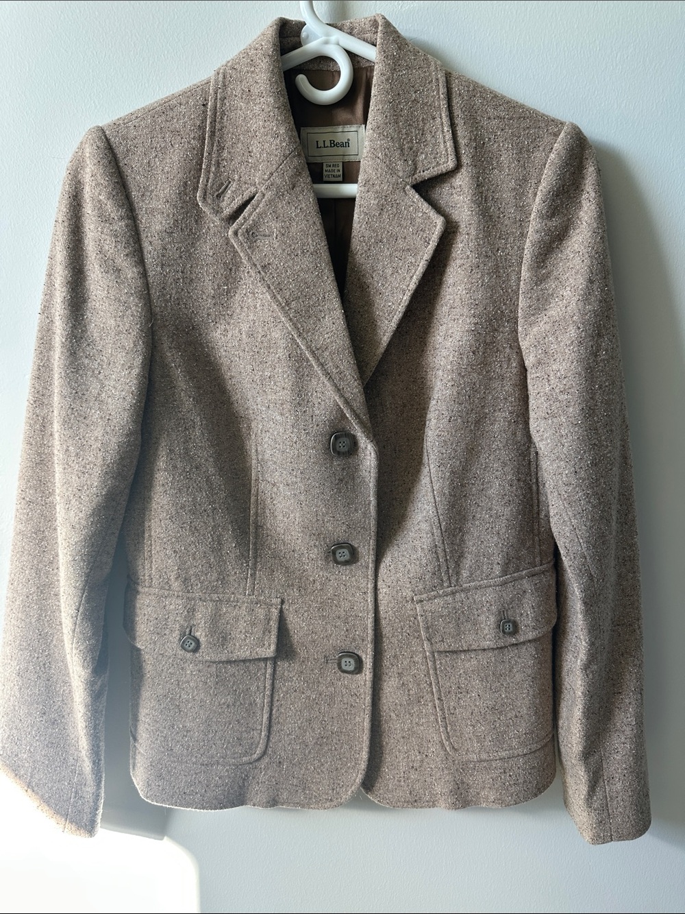 L.L. BEAN Women's Light Brown Wool Blend Tailored Blazer